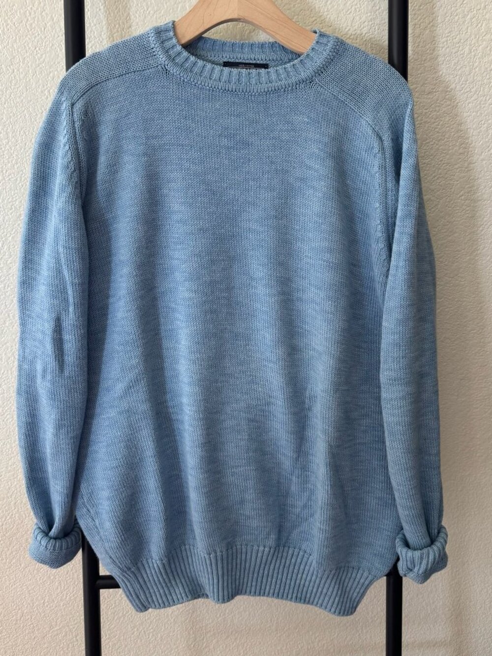 Vintage‎ Lands' End Dusty Blue Knit Cotton Crewneck Sweater Size XLT